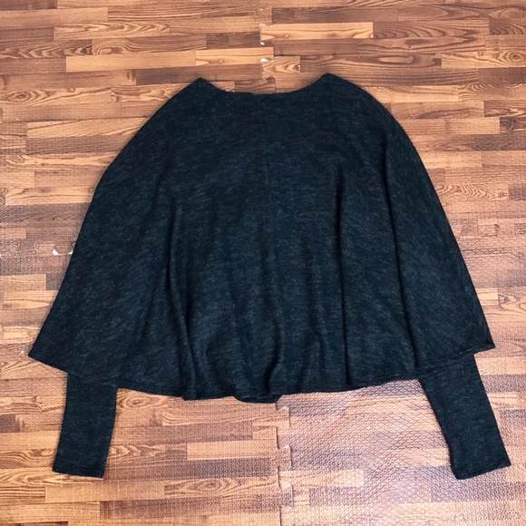 Zara W/B Collection Charcoal Poncho Cape Sweater - Picture 8 of 8